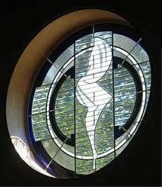 stained glass window in Sanctuary